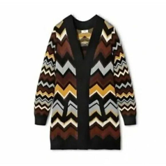 Missoni for Target Womens Size XS Open front Cardigan Long Sleeve Chevron Brown - Picture 2 of 11